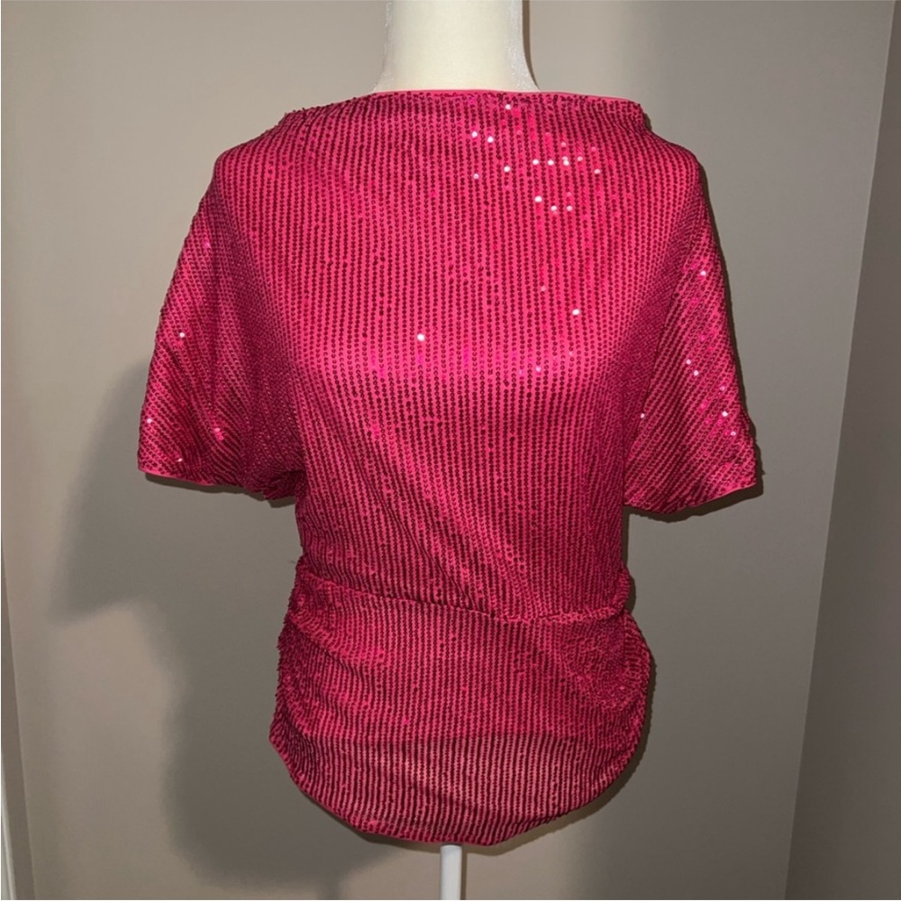 Grace Karin Dazzling Fuchsia Sequin Top - Picture 4 of 5